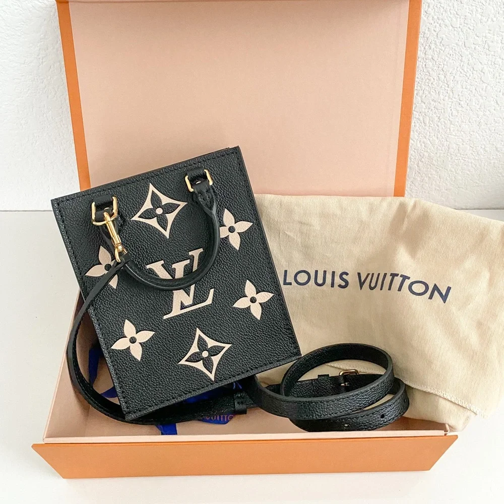 Louis Vuitton Petit Sac Plat in Black/Beige Monogram Empreinte Leather - Picture 2 of 9